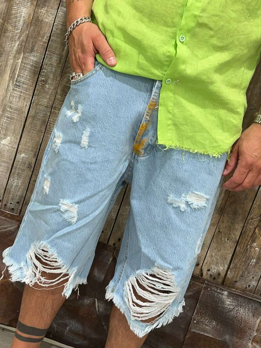 bermuda jeans tasca verde