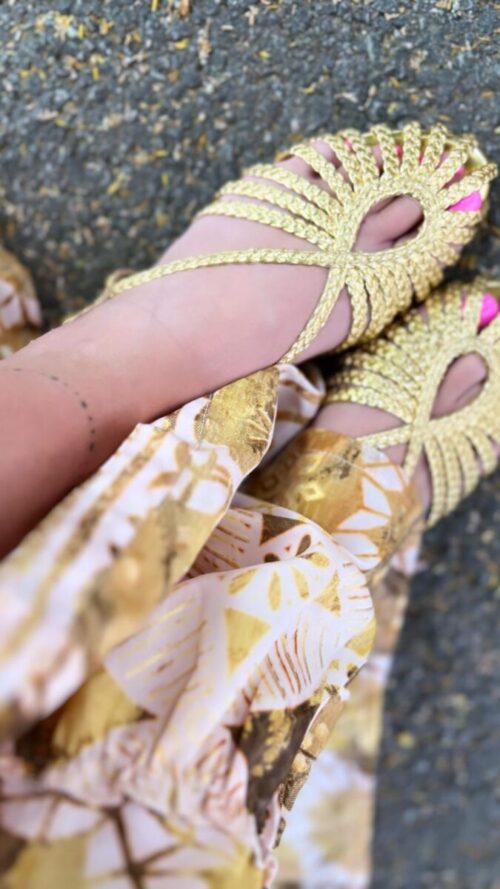 sandalino Flat treccia oro