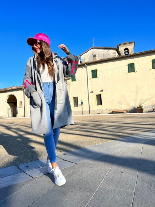 Maglione felpa love grigio foderato