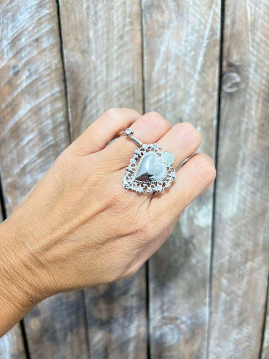 anello cuore sacro argento