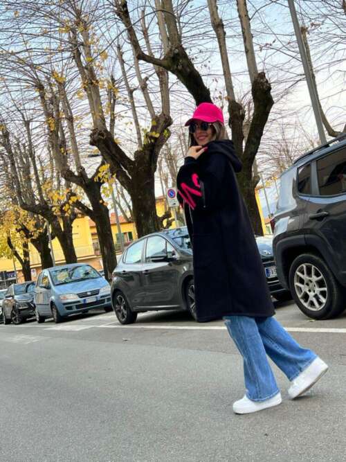 Maglione felpa love nero foderato