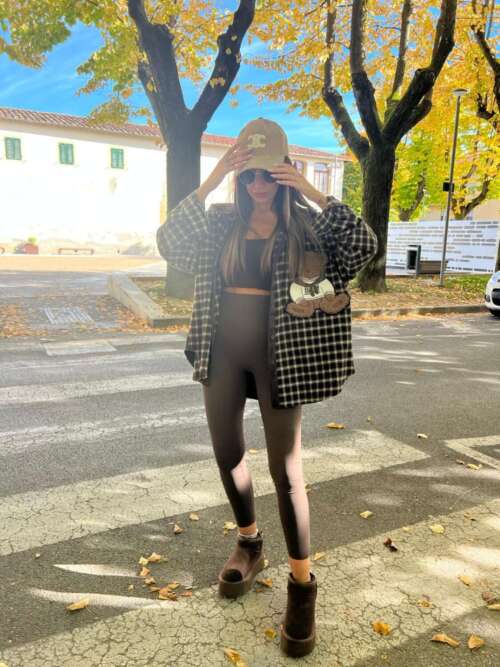 leggins marrone microfibra taglio vivo