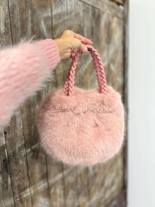 borsa fluffy rosa