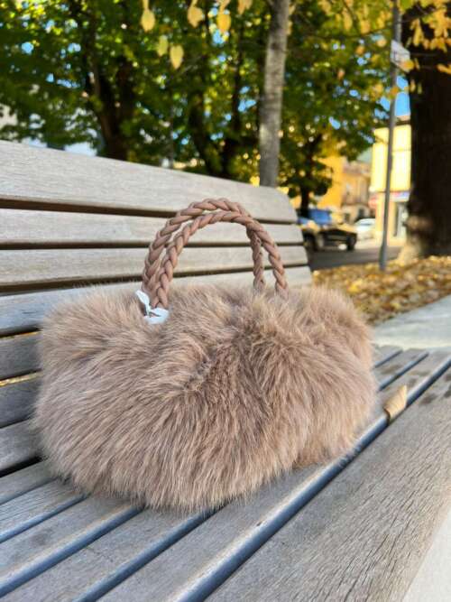 borsa fluffy beige lurex midi