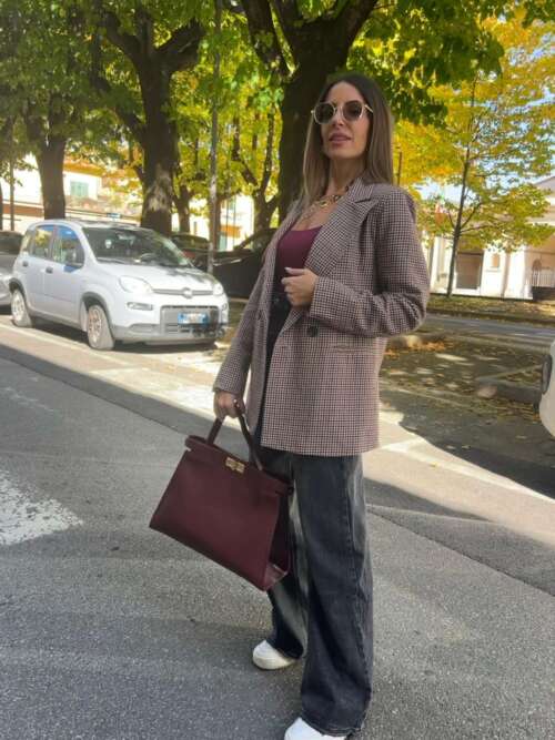 Blazer quadrettini bordeaux