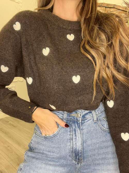 maglioncino sweety cuore marrone