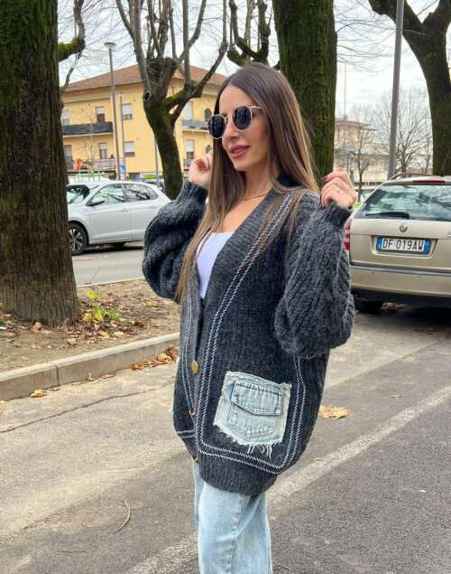 cardigan denim grey