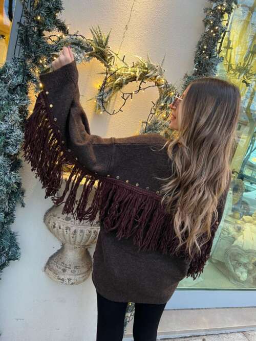 Maxi maglione texas marrone