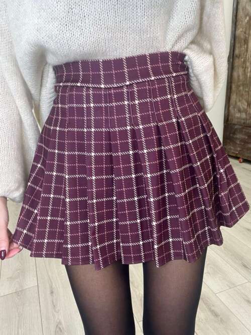 gonnellina pieghe quadretti bordeaux