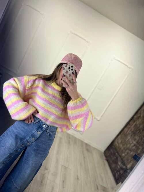 Maglioncino righe rosa e giallo