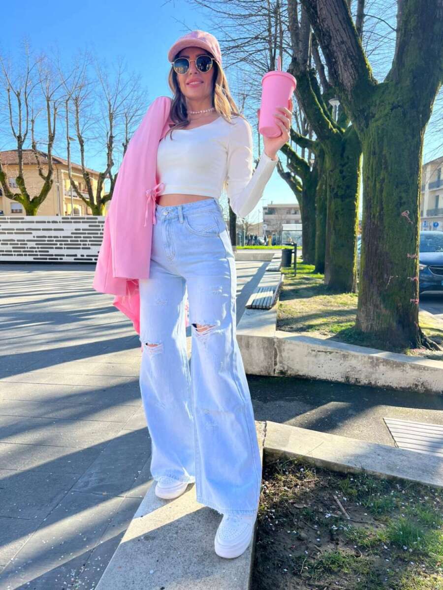 Jeans strappi wide leg