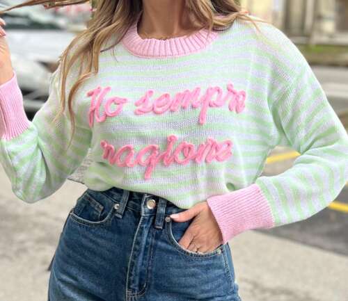 Maglioncino "ho sempre ragione" righe verde