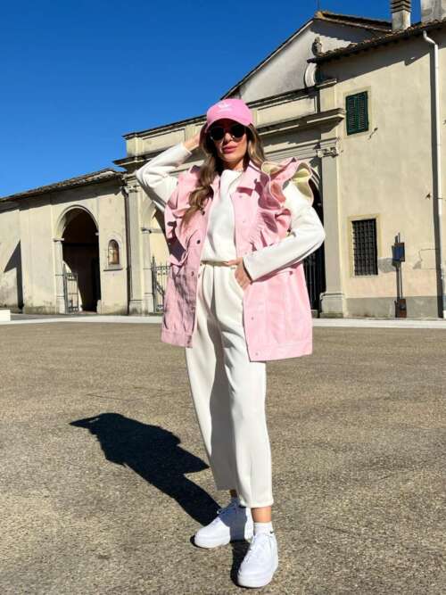 Gilet giselle eco pelle rosa