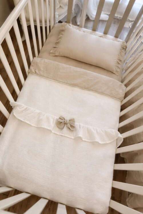 parure copri piumino con rouches per lettino