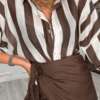camicia formentera coreana riga panna e marrone