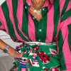 camicia formentera coreana righe verdi e rosa