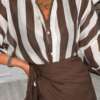 camicia formentera coreana riga panna e marrone