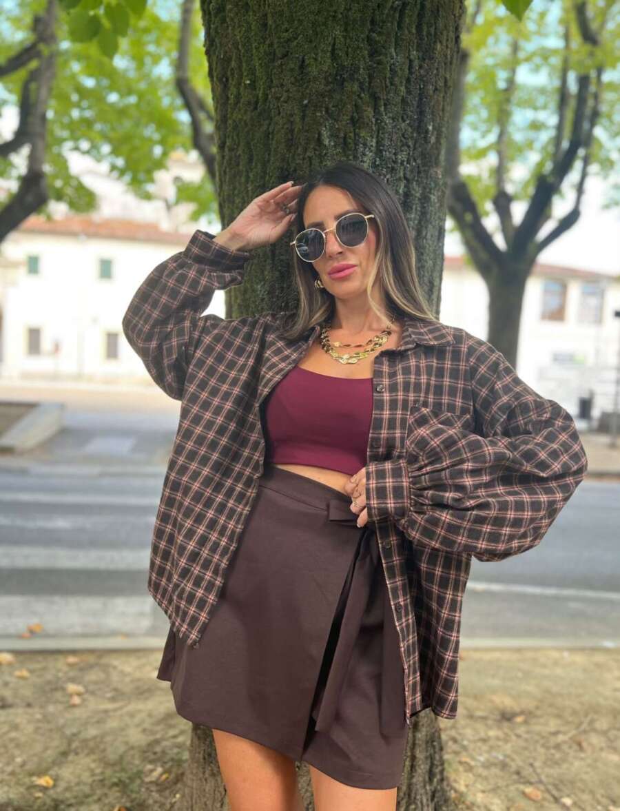 cAMICIA HEIDI QUADRI CIOCCOLATO E BORDEAUX