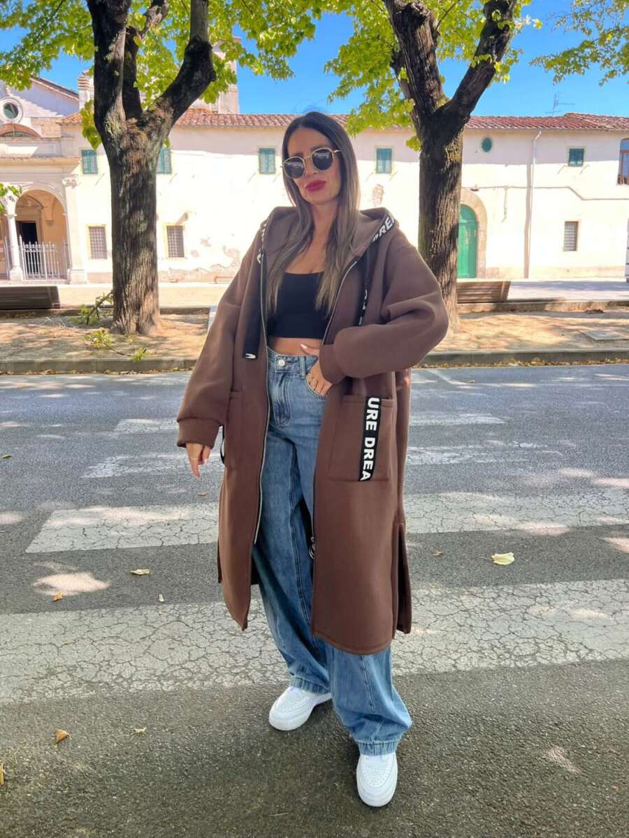 Cappotto felpa foderato cioccolato