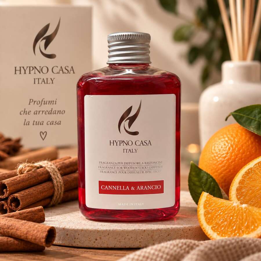 HYPNO CASA Ricarica Refill per Diffusore Profumatore 200ml CANNELLA E ARANCIO