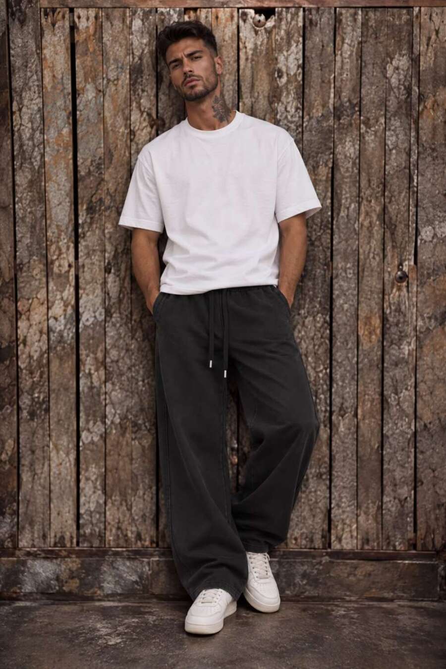 pantalone tuta nero slavato